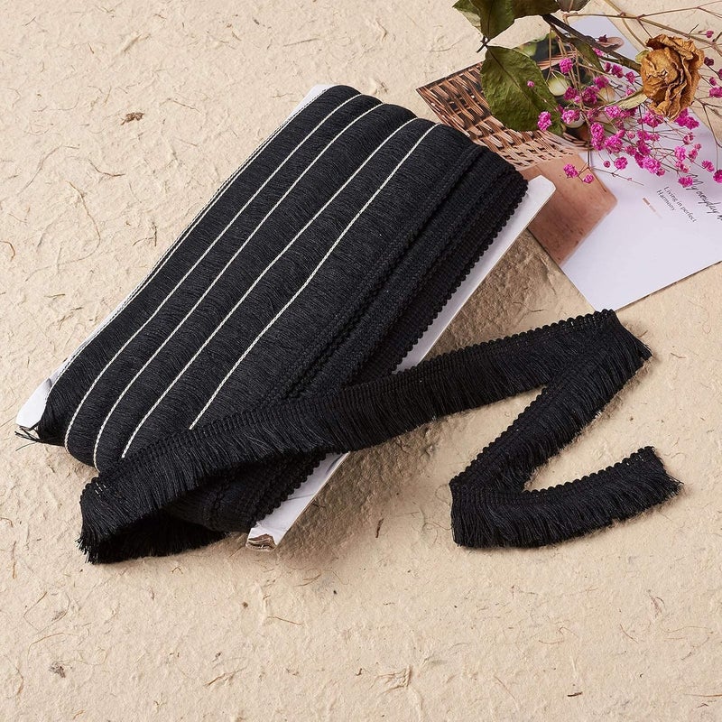 Mega Pet MegaPet Black Polyester Fringe Tassel Lace Trim 1 Inch x 82 Feet Chainette Fringe Fibre Trim for Sewing Quilting DIY Home Decoration Clothing Cushions Pillow Curtain Home Crafts - Image 3