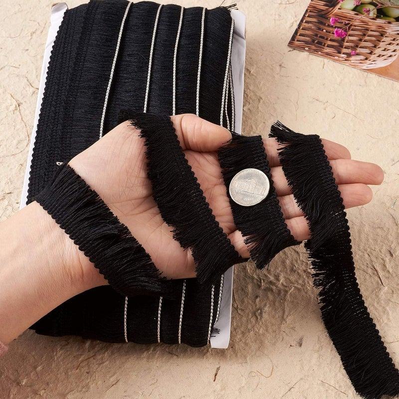 Mega Pet MegaPet Black Polyester Fringe Tassel Lace Trim 1 Inch x 82 Feet Chainette Fringe Fibre Trim for Sewing Quilting DIY Home Decoration Clothing Cushions Pillow Curtain Home Crafts - Image 4