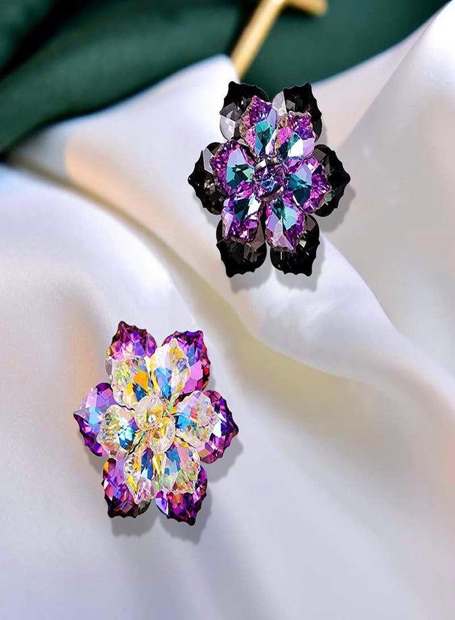 FUTIMELY Rhinestone Flower brooch Pin Large Crystal Flower brooch Lapel Pins Wedding Party Birthday Dance Banquet Dress Suit Ceremony Clothes Hat Bag Accessories Jewelry for Women (Purple1) - Image 5