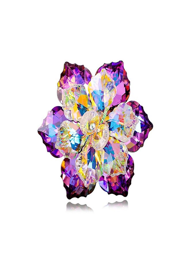 FUTIMELY Rhinestone Flower brooch Pin Large Crystal Flower brooch Lapel Pins Wedding Party Birthday Dance Banquet Dress Suit Ceremony Clothes Hat Bag Accessories Jewelry for Women (Purple1) - Image 1
