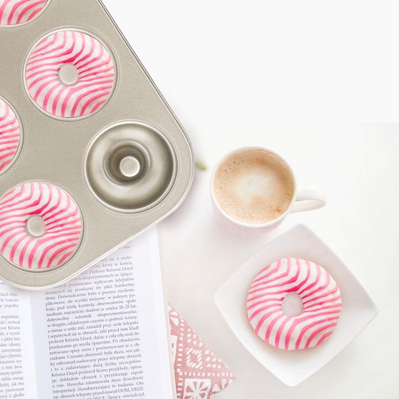 Beasea Donut Pan Set of 2, Nonstick Donut Baking Pans, Carbon Steel Mini Donut Mold, Donut Baking Tray Bagels Mold for 6 Donuts - Image 2