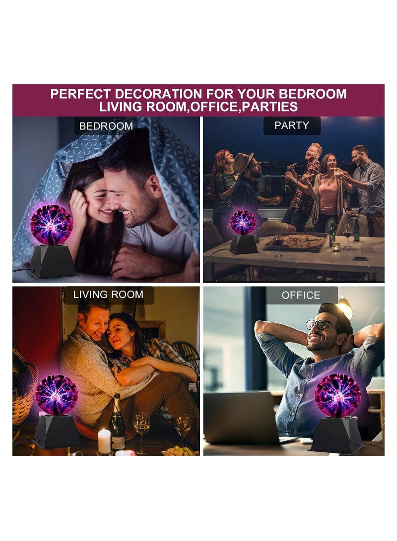 ELTRAZONE 5 Inch Plug-in Magic Plasma Ball Lamp - Touch & Sound Sensitive Interactive Plasma Lamp Nebula Sphere Globe, Science Educational Gift for Decorations/Parties/Bedroom - Image 5