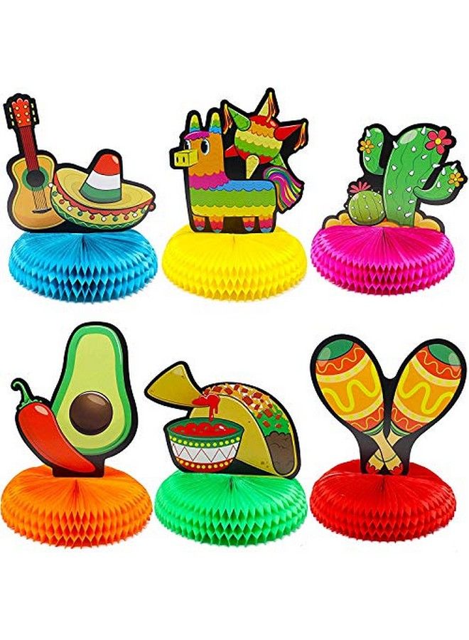 JOYIN 6 Pcs Cinco De Mayo Fiesta Honeycomb Table Centerpiece 8.5” Party Decoration For Fun Fiesta Taco Party Supplies, Luau Event Photo Props, Mexican Theme For Carnivals Festivals, Dia De Muertos - Image 1