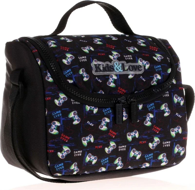 KAUKKO Kids&love Boy's Lunch Box - Black Game Console - Thermal Insulated