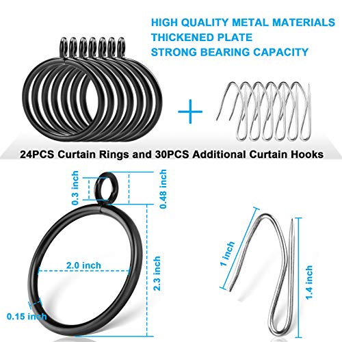 Awoin 24 piece 2” Black Eyelet Curtain Rings with 30 PCS Drapery Pins for Window Treatment Hardware, Black Drapery Rings fit up to 1.8” Curtains Rod - Image 5