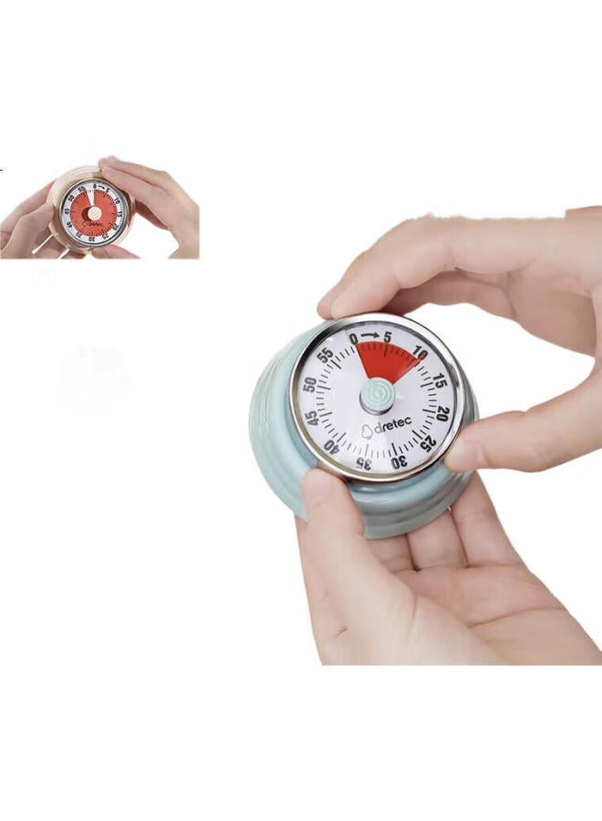 dretec Timer Dopamine Kitchen Timer Mechanical Refrigerator Timer Alarm Clock Lemon Yellow - Image 1