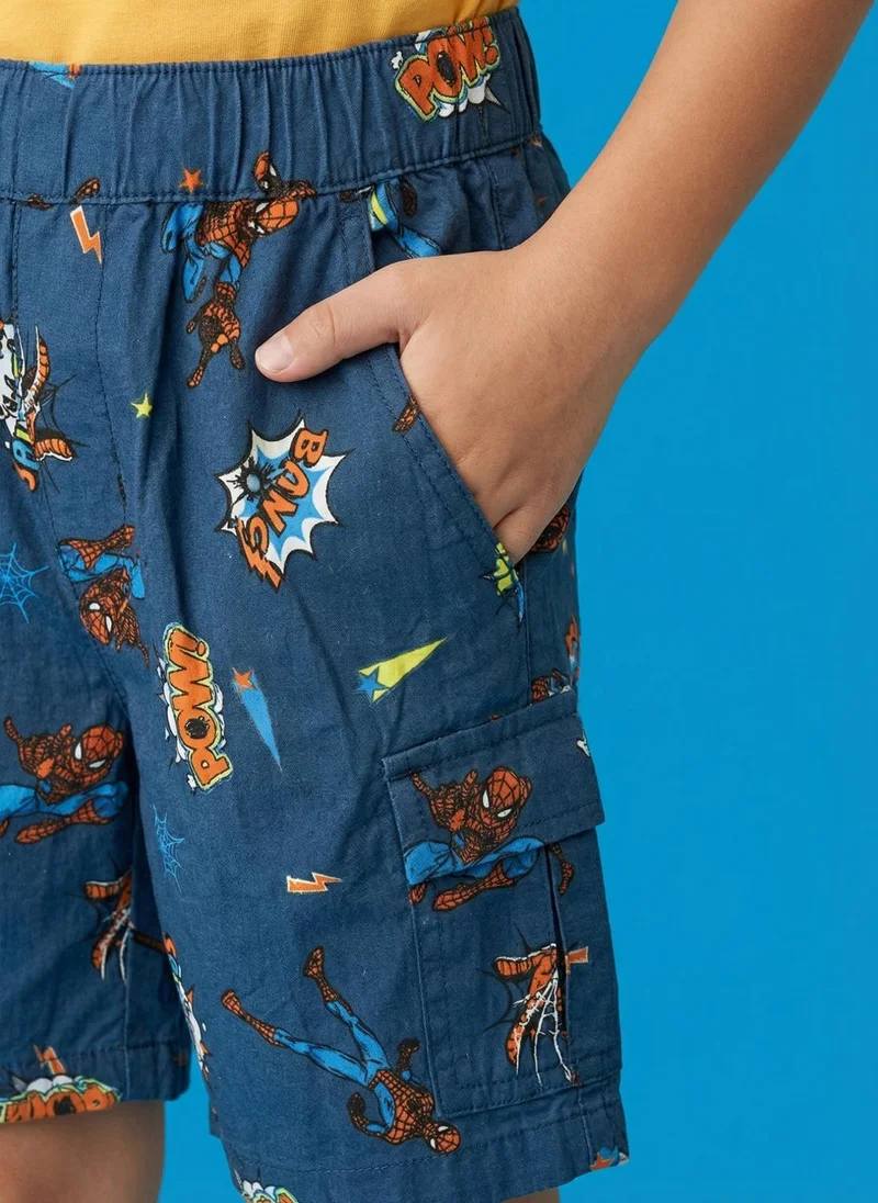 Nautinati  Nautinati Boysâ€™ 100% Cotton Woven Marvel Spiderman All-over Print Cargo Shorts for Men | Best Price UAE