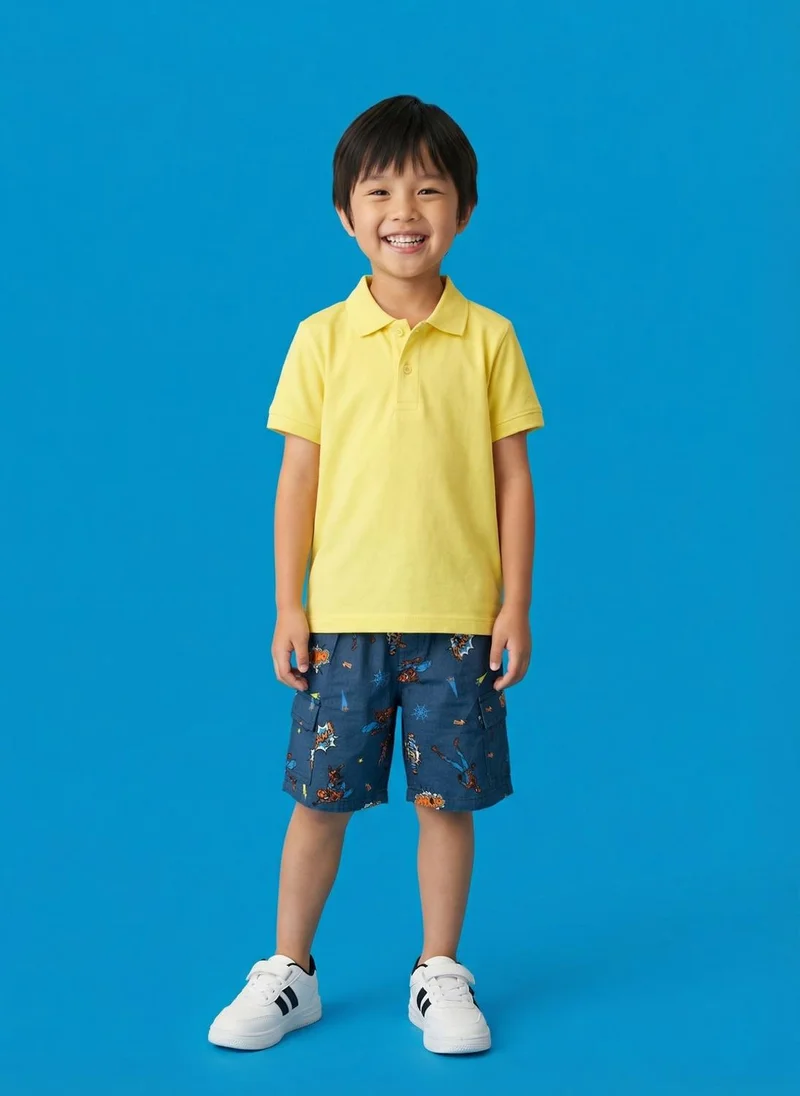 Nautinati Boysâ€™ 100% Cotton Woven Marvel Spiderman All-over Print Cargo Shorts