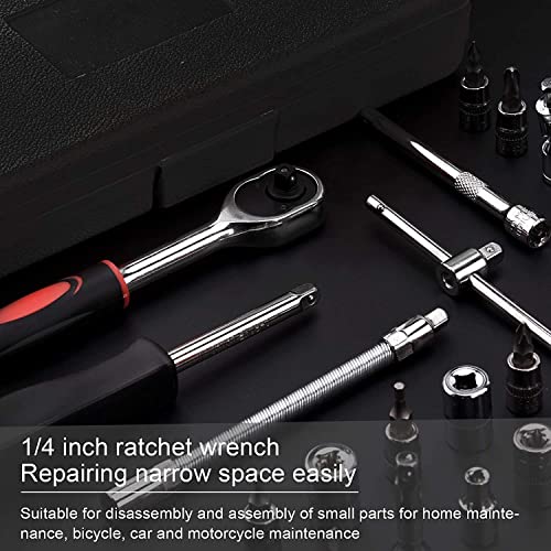 Kwinto 46 In 1 Pcs Tool Kit & Screwdriver and Socket,Hand Tool Kit Wrench Set Multi Purpose Combination Tool Case Precision Socket, All Bike, Car Kit Multicolour - Image 4