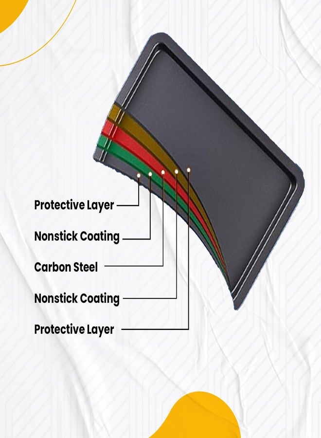 CAKE DECOR Carbon Steel Non-Stick Baking Tray, 37.5 x 25.5 x 2.5 cm, Durable Bakeware for Roasting, Baking, and Cooking - Image 4