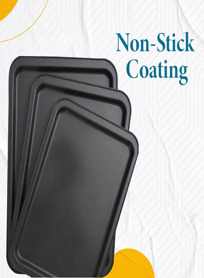 CAKE DECOR Carbon Steel Non-Stick Baking Tray, 37.5 x 25.5 x 2.5 cm, Durable Bakeware for Roasting, Baking, and Cooking - Image 3