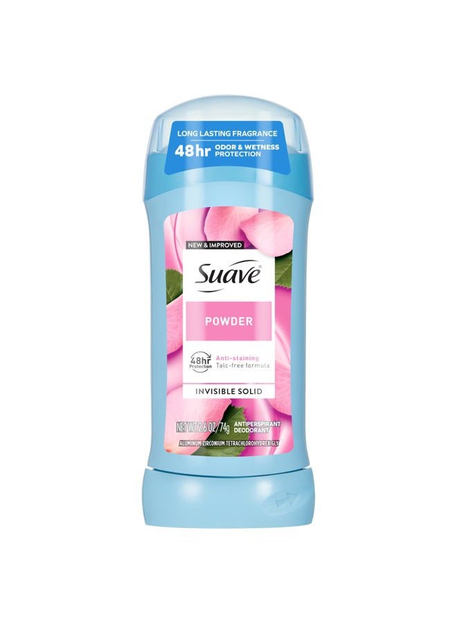 Suave Deodorant For Women, Powder, Antiperspirant & Deodorant Stick 48-hour Odor and Wetness Protection for Women 2.6 oz - Image 1
