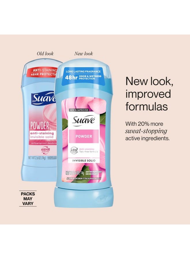 Suave Deodorant For Women, Powder, Antiperspirant & Deodorant Stick 48-hour Odor and Wetness Protection for Women 2.6 oz - Image 4
