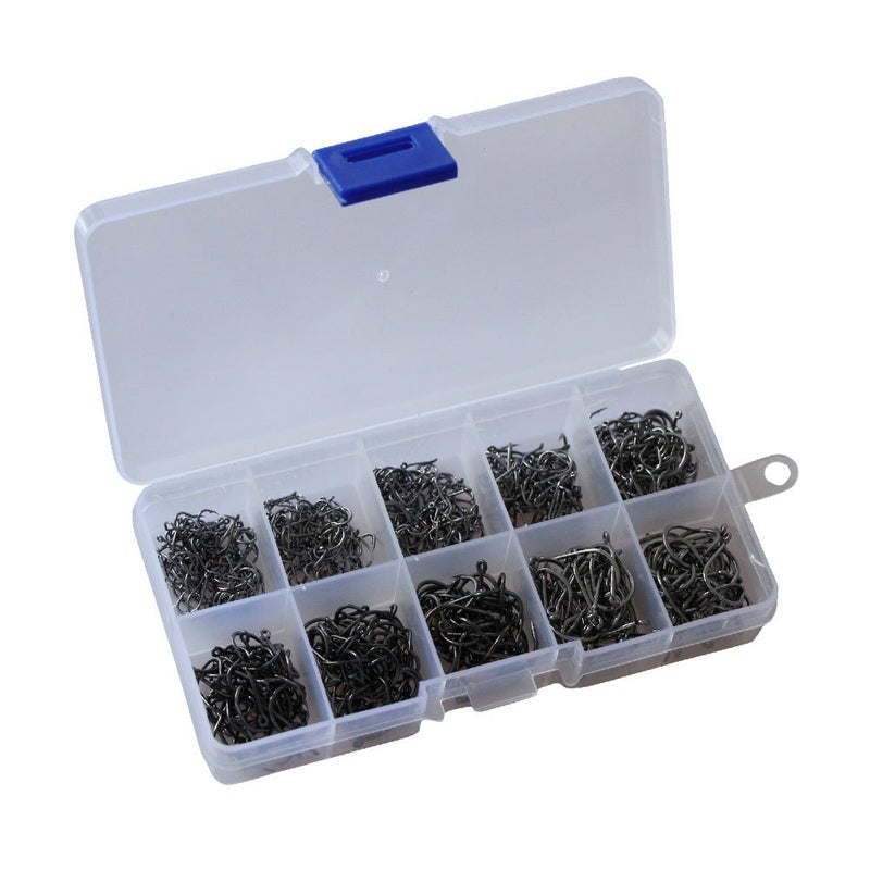 Laxygo 300pcs Small Fishing Hooks Black High Carbon Fishing Hooks Set 6 Sizes with a Plastic Box (500pcs Black) - Image 5