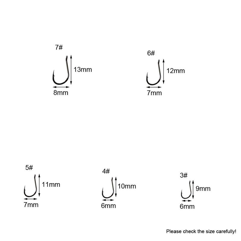 Laxygo 300pcs Small Fishing Hooks Black High Carbon Fishing Hooks Set 6 Sizes with a Plastic Box (500pcs Black) - Image 3