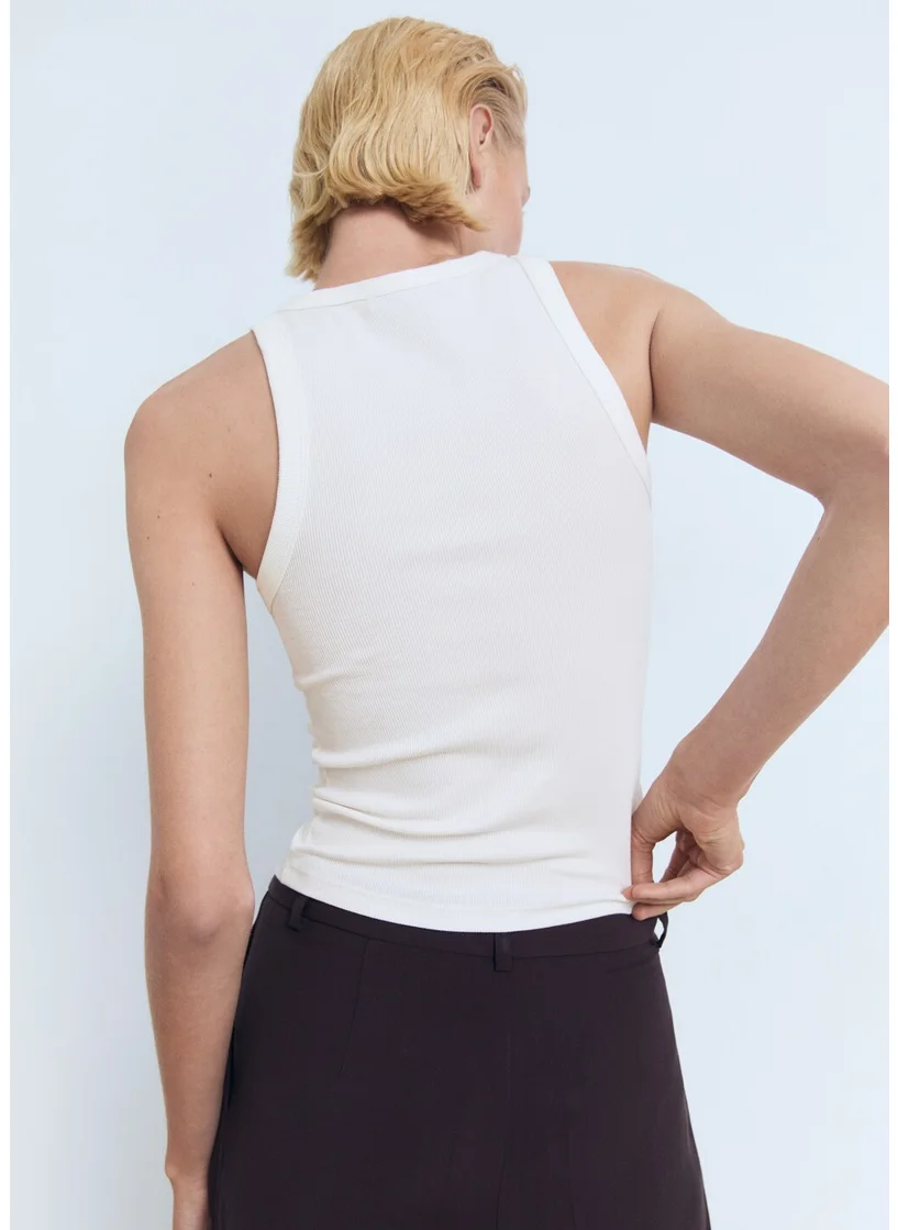 MANGO Ribbed Cotton-Blend Top