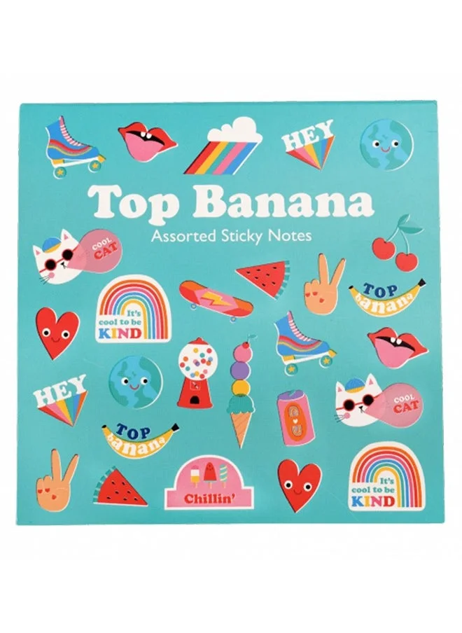 Rex London Top Banana Sticky Note Set – Fun & Quirky Sticky Notes for Office, School, and Home – Multiple Sizes for Reminders, Lists, and Messages