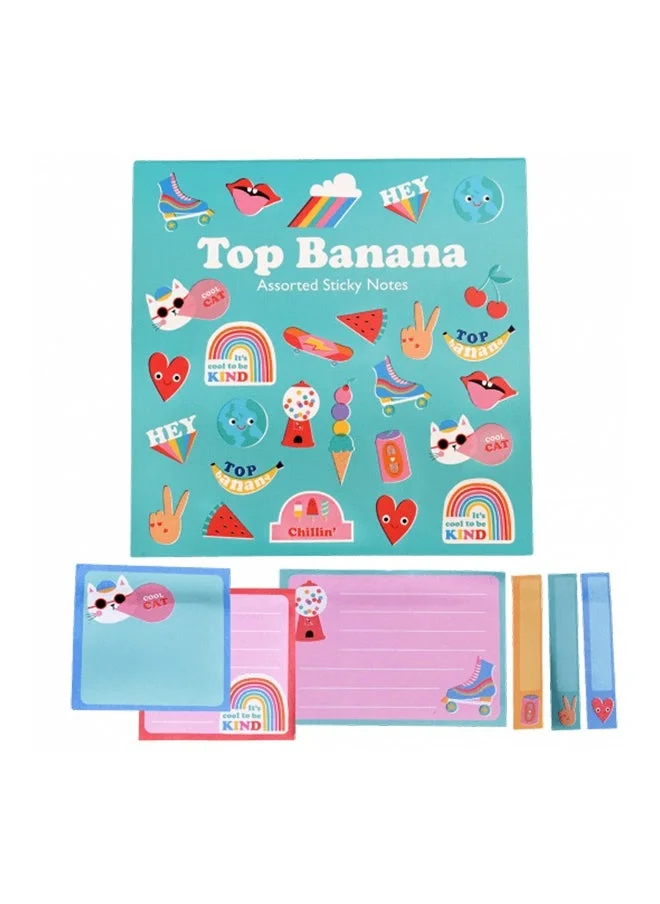Rex London Top Banana Sticky Note Set – Fun & Quirky Sticky Notes for Office, School, and Home – Multiple Sizes for Reminders, Lists, and Messages