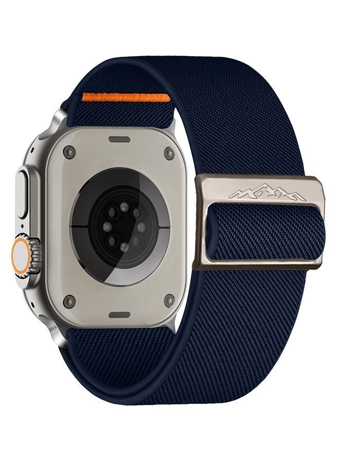 Happy D Soft nylon elastic woven strap, compatible with Apple Watch Ultra 2, Apple Watch Series 11/10/9/8/7/6/5/4/3, blue, 42/44/45/46/49mm smartwatch strap. - Image 1