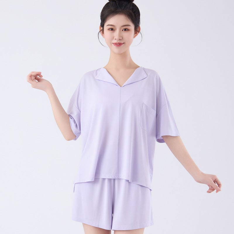 50pc Breathable Summer Womens Plus Size Pajama Set S604-light purple