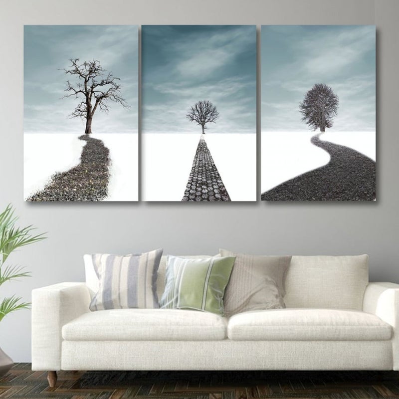 ماركتنا ثلاث لوحات قماشية فخمة بتصميم مودرن مع برواز مجوف مقاس (120×60) ثلاث قطع - Image 1