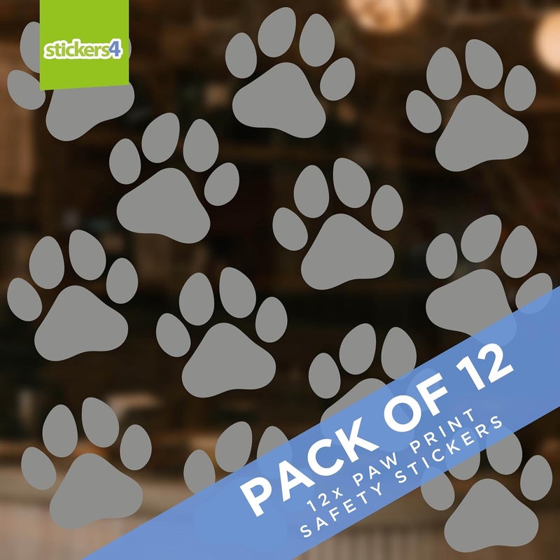 Stickers4 12 × ملصقات نوافذ أمان زجاجية بطبعات كفوف - ملصقات توعية زجاجية مقاس 7 سم × 7 سم لأبواب الفناء والألواح الزجاجية والأبواب والشرفات وأبواب الدش والفواصل الزجاجية - ملصقات أبواب الفناء للكلاب - Image 5