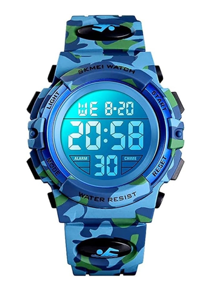 SKMEI Brand: SKMEI Skmei Children's Watch, Alarm, Day and Date Calendar, Water Resistant - Rubber Band - Blue, Army Gifts - Model 1548 Skmei Watches  - Image 1