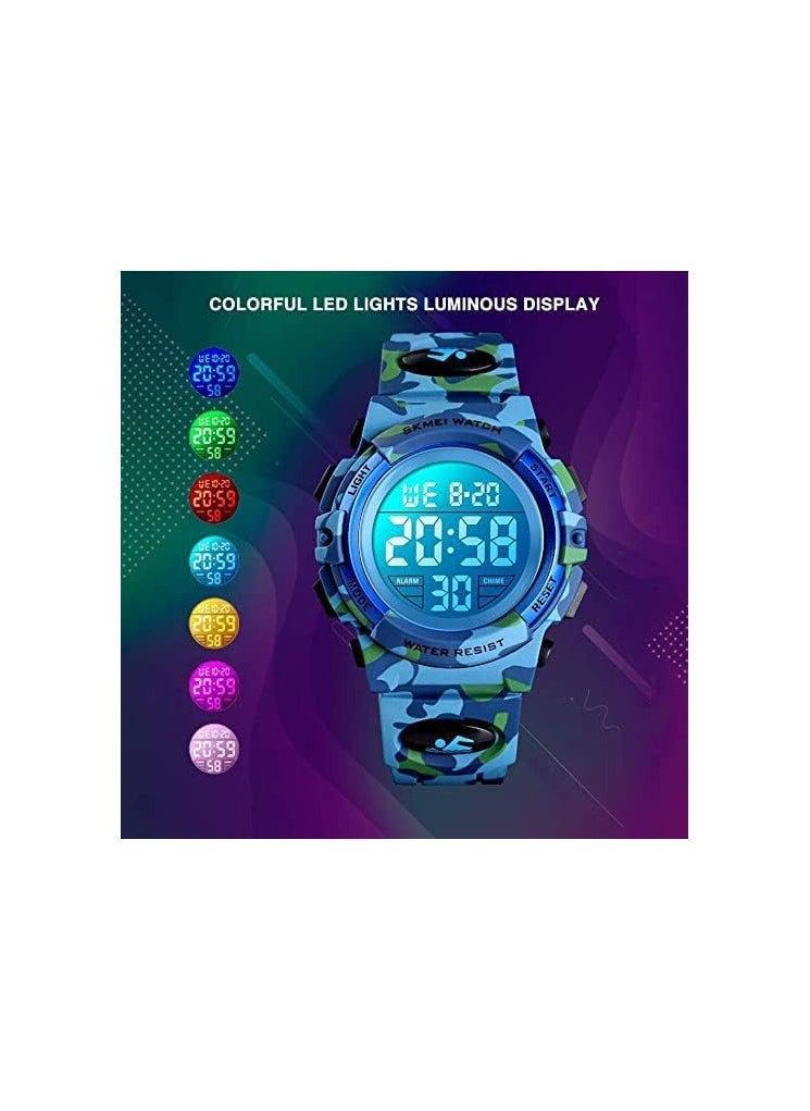 SKMEI Brand: SKMEI Skmei Children's Watch, Alarm, Day and Date Calendar, Water Resistant - Rubber Band - Blue, Army Gifts - Model 1548 Skmei Watches  - Image 2