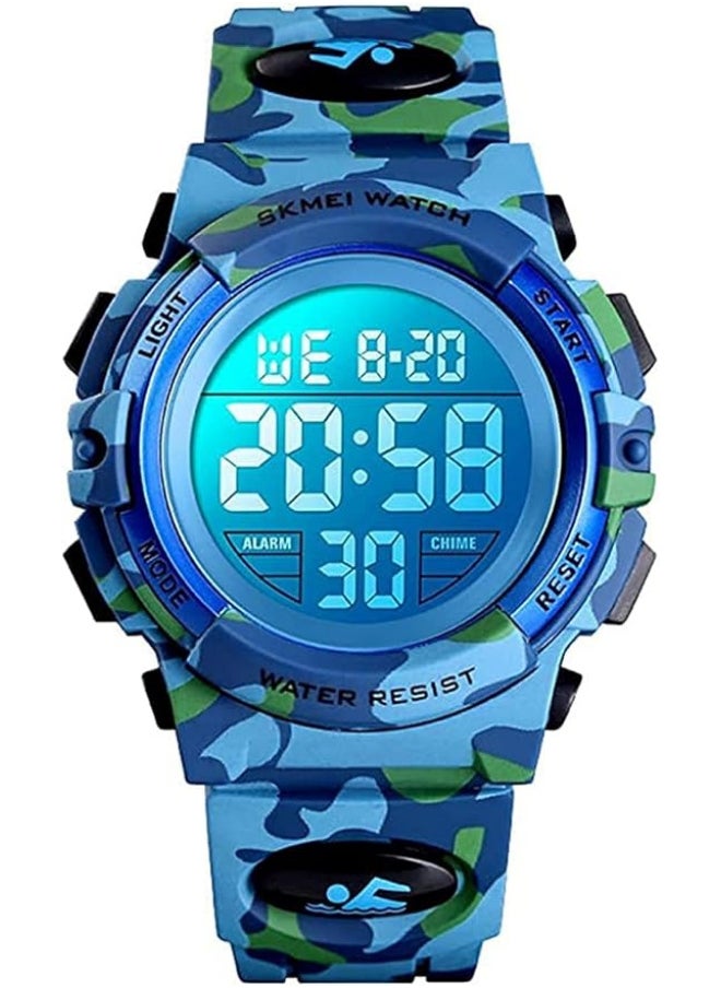 SKMEI Brand: SKMEI Skmei Children's Watch, Alarm, Day and Date Calendar, Water Resistant - Rubber Band - Blue, Army Gifts - Model 1548 Skmei Watches  - Image 3