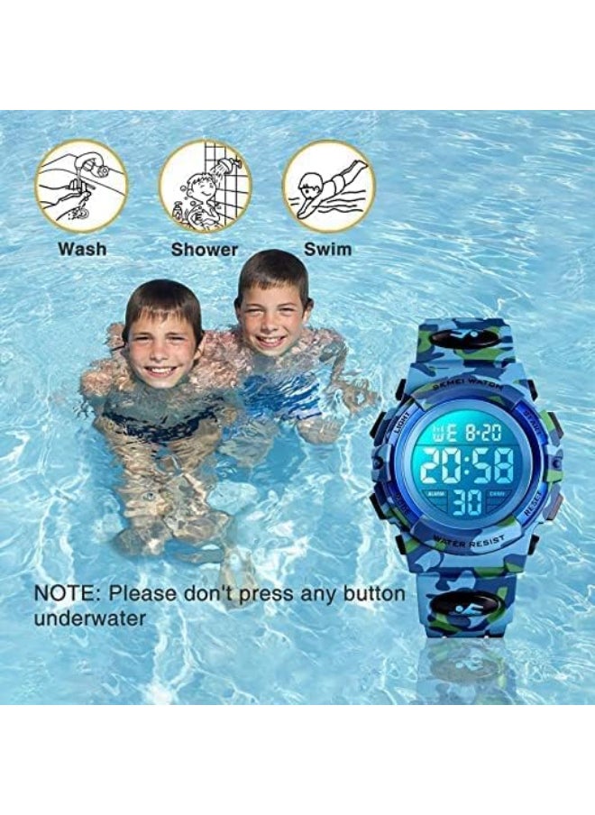 SKMEI Brand: SKMEI Skmei Children's Watch, Alarm, Day and Date Calendar, Water Resistant - Rubber Band - Blue, Army Gifts - Model 1548 Skmei Watches  - Image 5