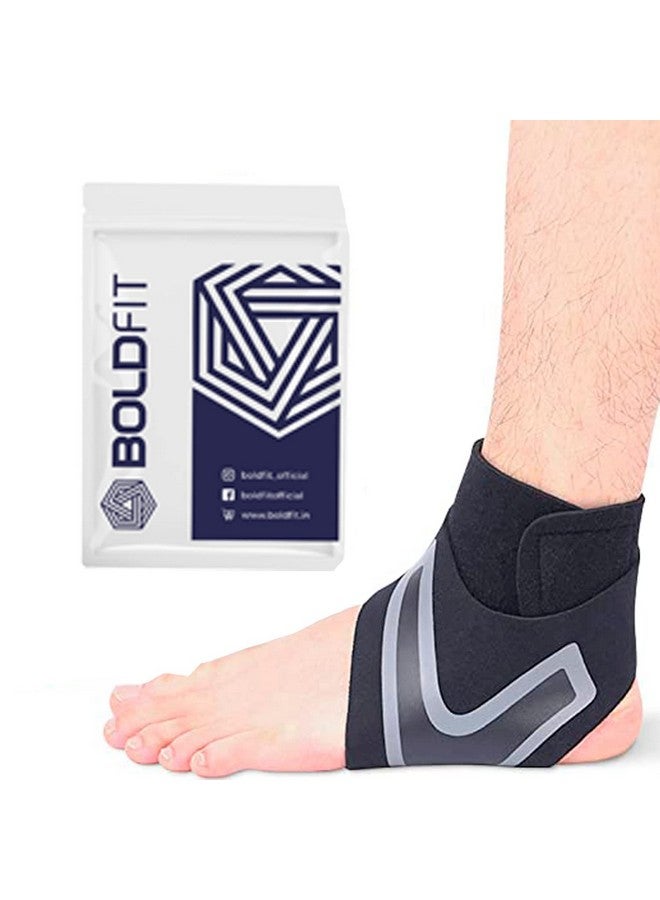 Boldfit Premium Ankle Support Compression Brace for Injuries, Ankle Protection Guard Helpful In Pain Relief and Recovery. Ankle Band For Men & Women (Ankle Brace Grey - Left) - Image 1