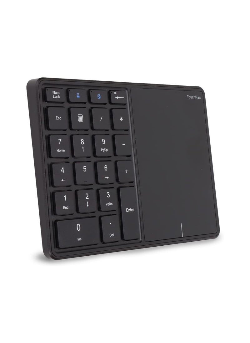 SYOSI - 2.4G Wireless Numeric Keypad with Touchpad, 22 Keys Portable Bluetooth Number Pad, Financial Accounting USB C Rechargeable Number KeyboardBlack - Image 1