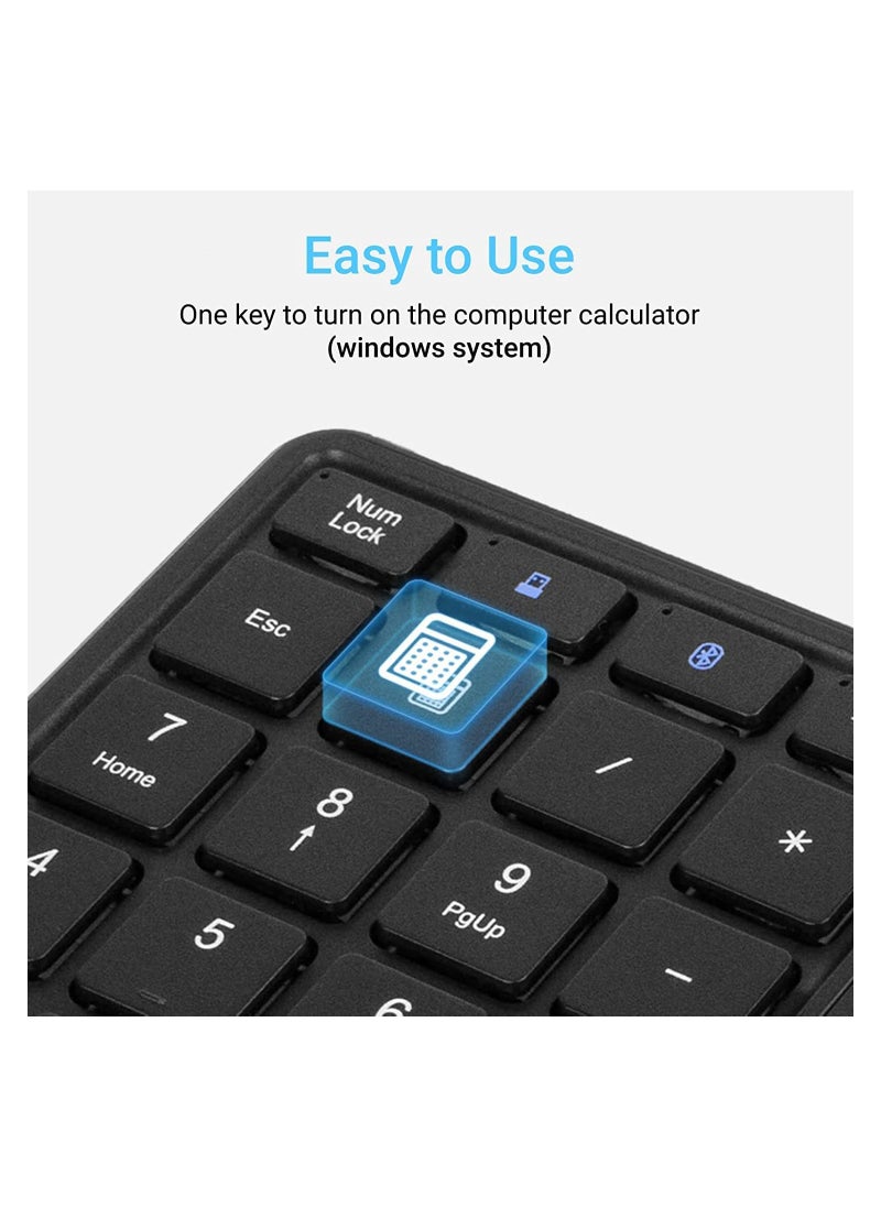 SYOSI - 2.4G Wireless Numeric Keypad with Touchpad, 22 Keys Portable Bluetooth Number Pad, Financial Accounting USB C Rechargeable Number KeyboardBlack - Image 1