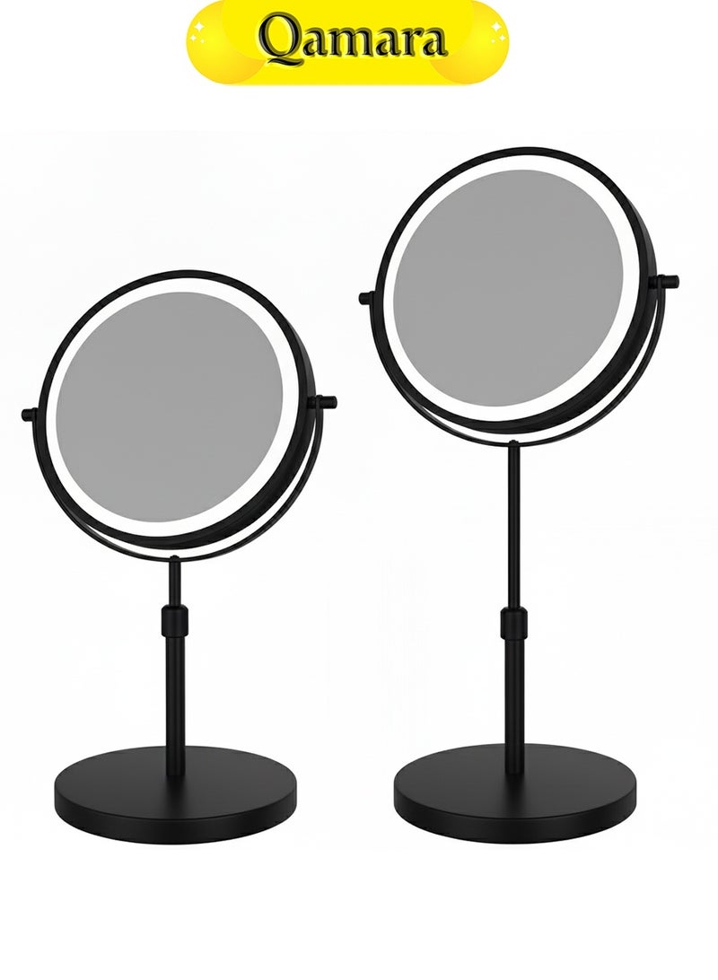 QAMARA 10x Magnifying LED Makeup Mirror - Double-Sided Stainless Steel Vanity Mirror - Image 1