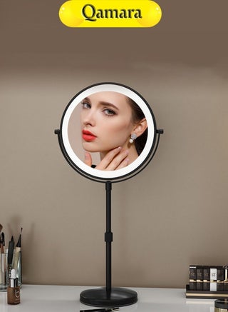 مرآة مكياج LED مزدوجة الوجه، تكبير 10 مرات، هيكل ستانلس ستيل أسود - view 3