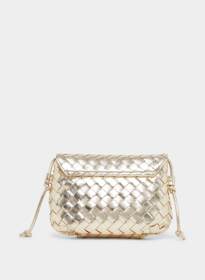 Styli Golden Woven Braided Crossbody Bag - Image 2