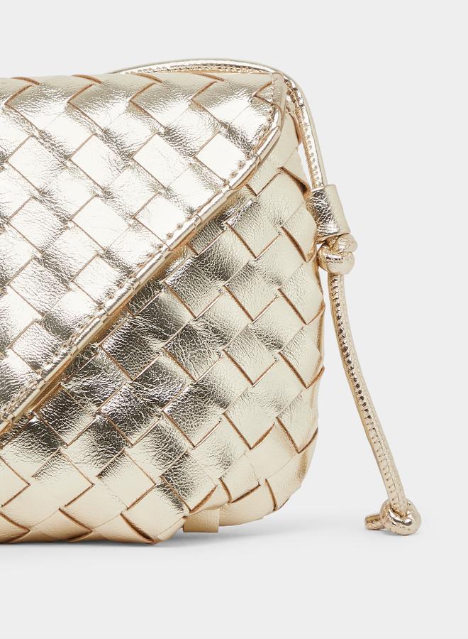 Styli Golden Woven Braided Crossbody Bag - Image 3