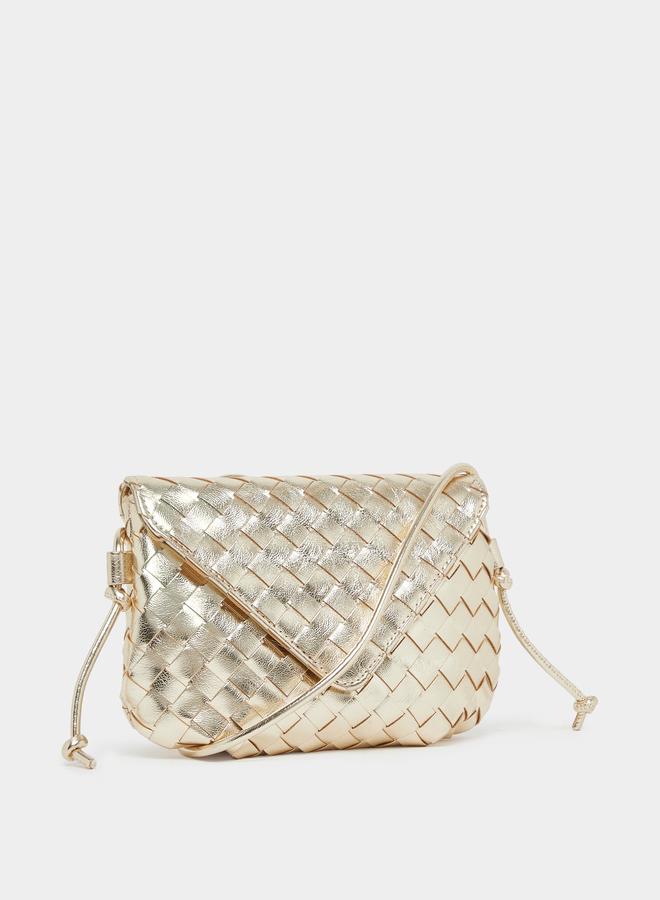 Styli Golden Woven Braided Crossbody Bag - Image 1