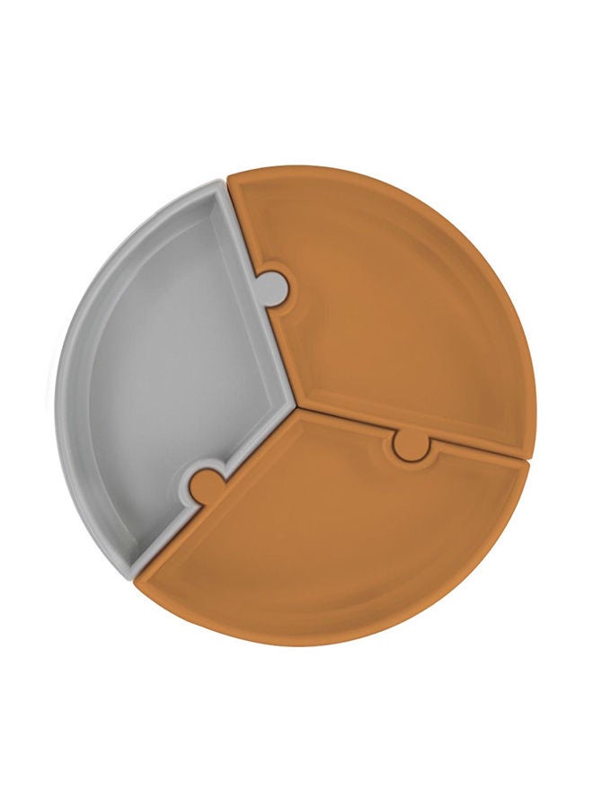 Minikoioi Puzzle Plate - Woody Brown/Powder Grey - Image 1