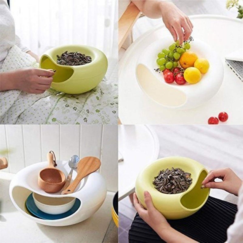 DEVANI IMPEX Fruit Platter Tray ouble Layers Multifunctional Creative Shape Lazy Pista Nut Snack Nashta Breakfast Dry Fruit Serving Platter Bowl Katori with Mobile Cellphone Holder Bracket Stand - Image 4