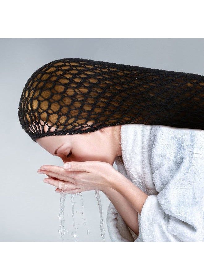 Waydress Hairband, 3 Pieces Mesh Crochet Hair Net Cap, Soft Rayon Snood Hat, Sleeping Cap, Hair Accessories for Women (Black, Pink, Purple)  - Image 3