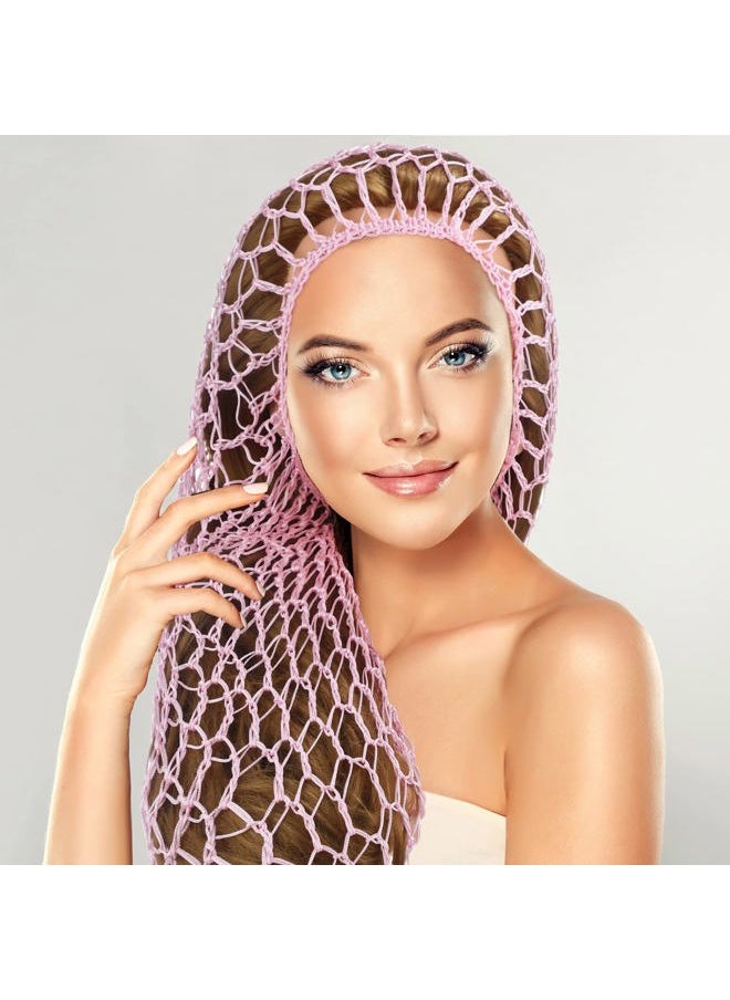 Waydress Hairband, 3 Pieces Mesh Crochet Hair Net Cap, Soft Rayon Snood Hat, Sleeping Cap, Hair Accessories for Women (Black, Pink, Purple)  - Image 2