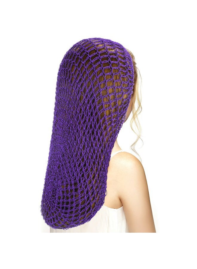 Waydress Hairband, 3 Pieces Mesh Crochet Hair Net Cap, Soft Rayon Snood Hat, Sleeping Cap, Hair Accessories for Women (Black, Pink, Purple)  - Image 4