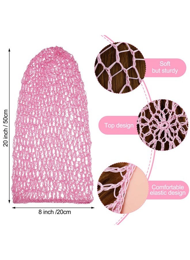Waydress Hairband, 3 Pieces Mesh Crochet Hair Net Cap, Soft Rayon Snood Hat, Sleeping Cap, Hair Accessories for Women (Black, Pink, Purple)  - Image 5
