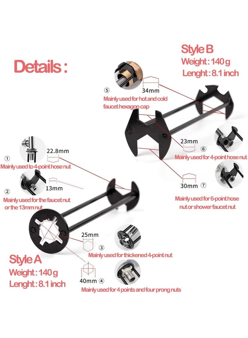 Cobest Multifunctional Basin Wrench, 2 Pcs Plumbing Wrench, Sink Wrench, Faucet Wrench Tool, 7 Sizes Universal, Under Sink Plumbers Wrench for Kitchen, Bathroom, Tight Spaces, Black - Image 5