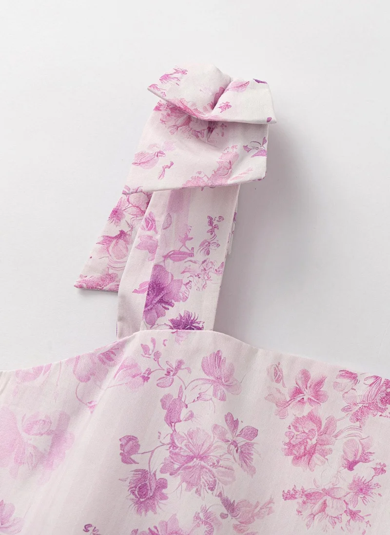 Balabala Floral Ruffle Tiered Dress