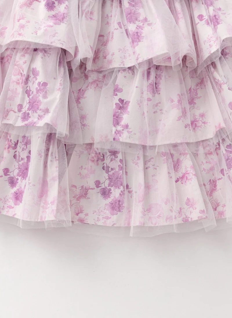 Balabala Floral Ruffle Tiered Dress