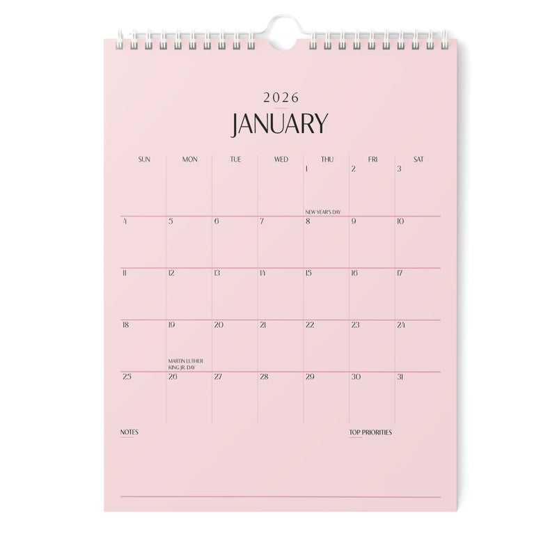 Karto Wall Calendar 2026 - Vertical 8.5x11 inch January 2026 to June 2027 - Boost Your Productivity and Easy Planning with the Aesthetic Monthly Calendar - All Pink - Image 1