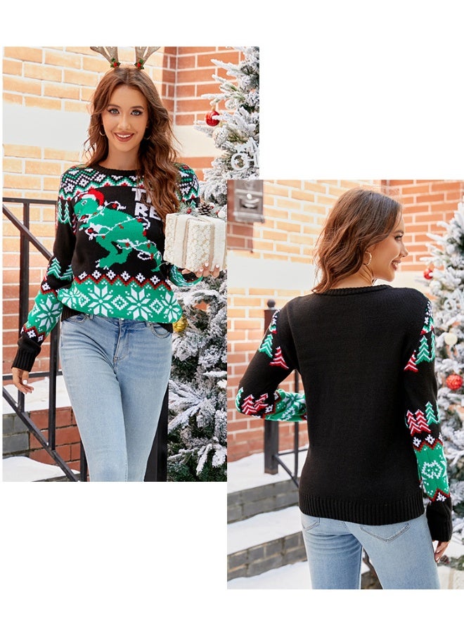 NIBEMINENT Christmas Women's Knitted Sweater Cartoon Print Full Sleeve O Neck Knitwear Female Soft Warm Jumpers Xmas Look Pullover Top - Image 2