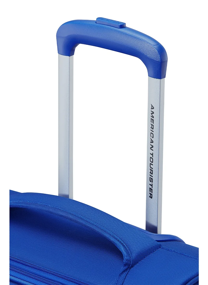 American Tourister  American Tourister Majoris + Suitcase, Set of 3, Cabin, Medium & Large (59 + 70 + 83 cm), 4 Spinner Wheels, Soft Top, 100% Polyester, Blue|Corner Guards|Multi Front Pocket|TSA Combination Lock|Expandable|Retractable Aluminum Handle - 3 Years Global Warranty  | Best Price UAE